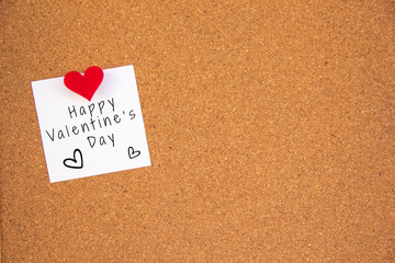 valentine's day note on cork board