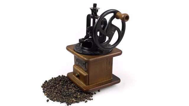 Rotating Retro Peppercorn On White Background.