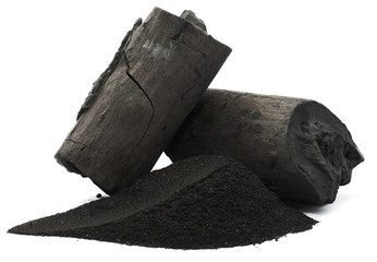 Charcoal isolated on white background