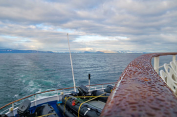 Cruise on cruise ship liner to Iceland with amazing nature, mountains and coast