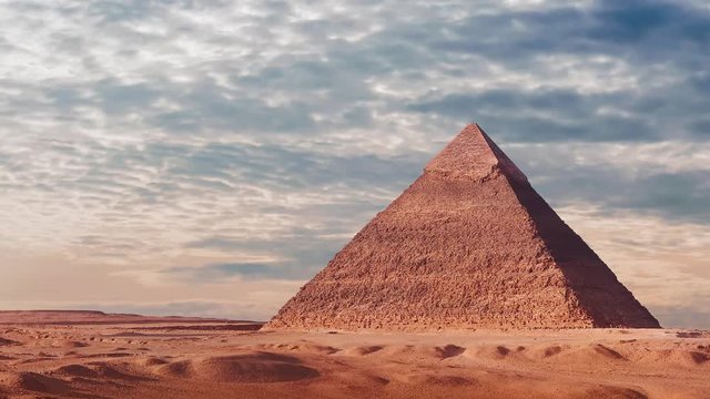 The Great pyramid of Giza, Egypt Khufu on a sunny cloudy day - Timelapse