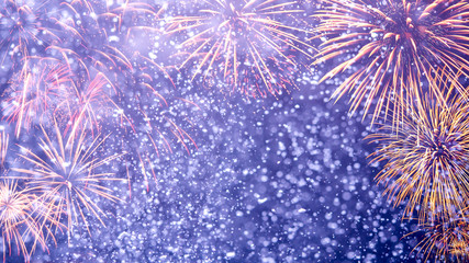 Fireworks with Abstract bokeh background - obrazy, fototapety, plakaty