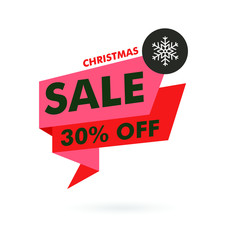 Merry Christmas Sale, Red Gift Voucher, Discount Template Vector Illustration EPS