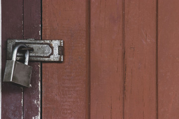 Old keys locked in a wooden door