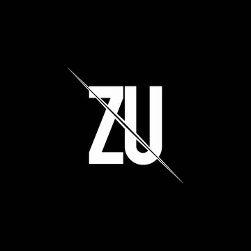 ZU logo monogram with slash style design template