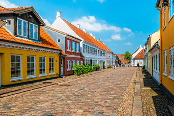 Colored traditional houses in old town of Odense, Denmark - 311357751
