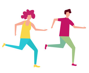 Vector illustration. Trendy flat style. Two young people