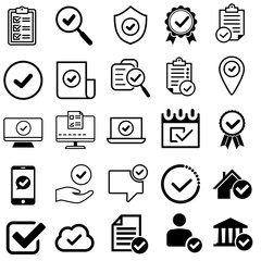 Check marks vector icons set. approval illustration sign collection. ok symbol. certificate logo.