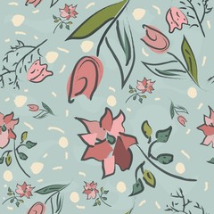 Floral Seamless Pattern. Hand Drawn.