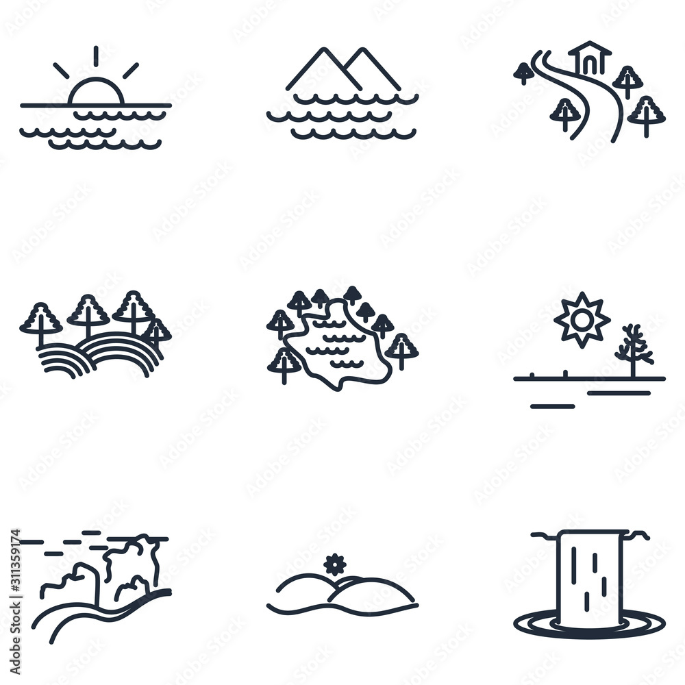 Aufkleber landscape set icon template color editable. landscape pack symbol vector sign isolated on white back