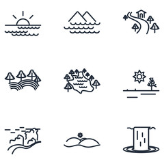 Landscape Set icon template color editable. Landscape pack symbol vector sign isolated on white background illustration for graphic and web design.