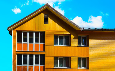 Modern wooden house in Vilnius with reflex