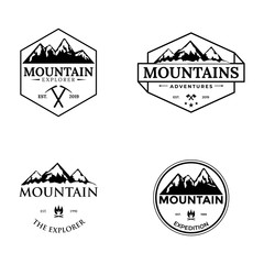 Obraz premium Set of vector mountain and outdoor adventures logo