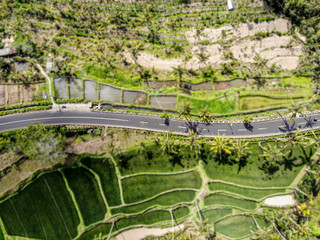 Fototapeta na wymiar Drone photo of road in Bali