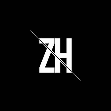 ZH logo monogram with slash style design template