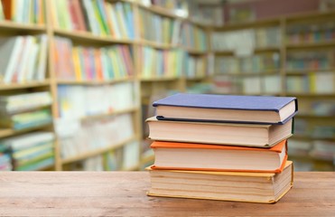 Stack of school books, education and learning concept