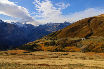 View of Landscape mountain in autumn nature and environment at interlaken,swiss