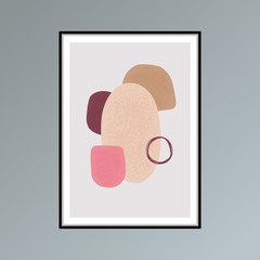 Abstract stains sketch poster in shades of pink for interior decor.
