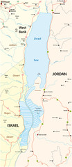Map of the Dead Sea, lying between Israel West Bank and Jordan