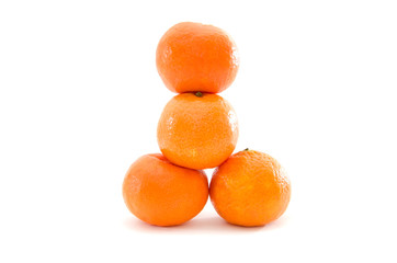 orange tangerines isolated on a white background.