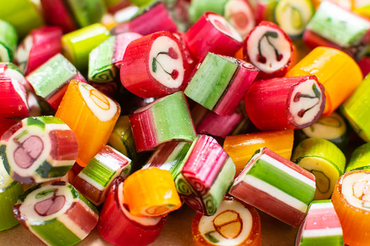 Colorful handmade candies from natural ingredients macro view. Homemade candies wallpaper.