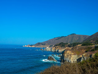 Fototapeta na wymiar The Pacific coast and ocean at Big Sur region. California