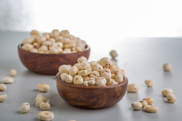 Crispy Lotus pops Seeds or Phool Makhana  served in a bowl