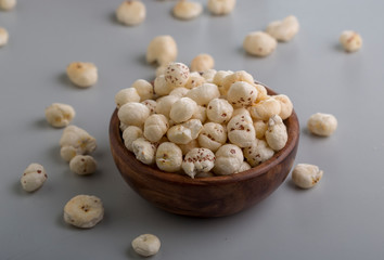 Crispy Lotus pops Seeds or Phool Makhana  served in a bowl