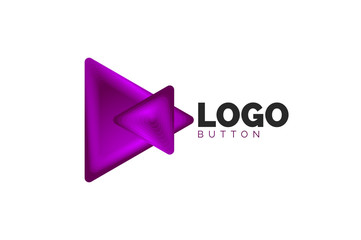 Triangle icon geometric logo template. Minimal geometrical design, 3d geometric bold symbol in relief style with color blend steps effect. Vector Illustration For Button, Banner, Background