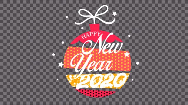 Animation Text 2020 HAPPY NEW YEAR with white sparkle on black and white background.