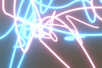 Neon grow lights geometric lines. For graphic design or background. 3D render.