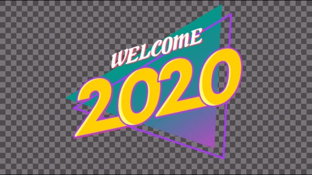 Animation Text WELCOME 2020  on black and white background.