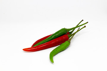red chili peppers on white background