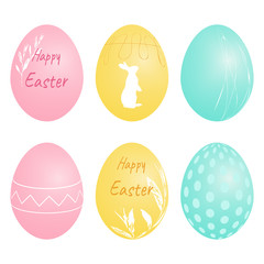 Set of Easter eggs isolated on white background