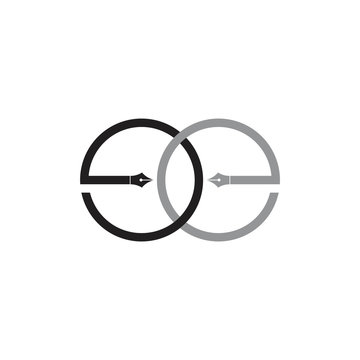 letter ee pen writer education symbol logo vector