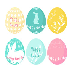 Set of Easter eggs isolated on white background