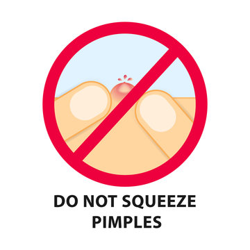 Acne icon. Do not squeeze pimples. Isolated on white background. 