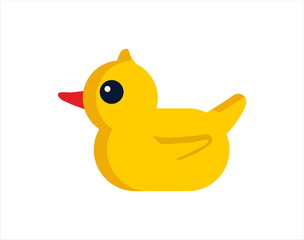 Yellow rubber duck on the white background