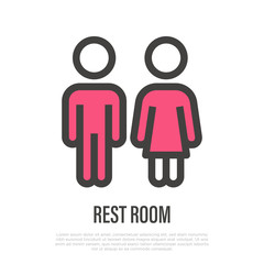 Rest room thin line icon: public sign for WC. Vector illustration.