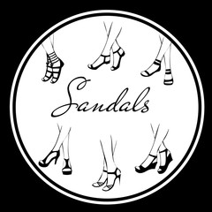 Black and white summer sandals icons pack