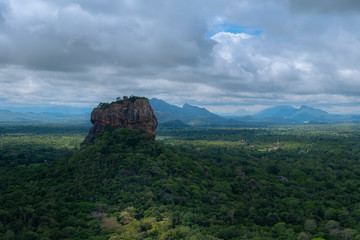 Fototapeta na wymiar Lions Rock at Sigiriya seen from Pidurangala Rock, Sri Lanka