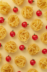 Pasta tagliatelle and tomatoes food pattern