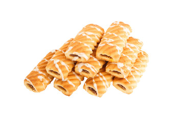 Handmade cookies with fruit jam, isolated