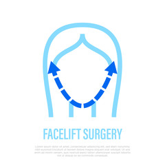 Facelift thin line icon. Plastic surgery. Vector illustration.