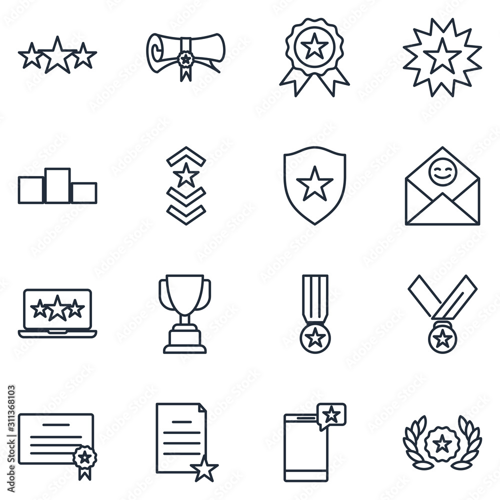 Poster Awards Set icon template color editable. Ranking pack symbol vector sign isolated on white background illustration for graphic and web design.
