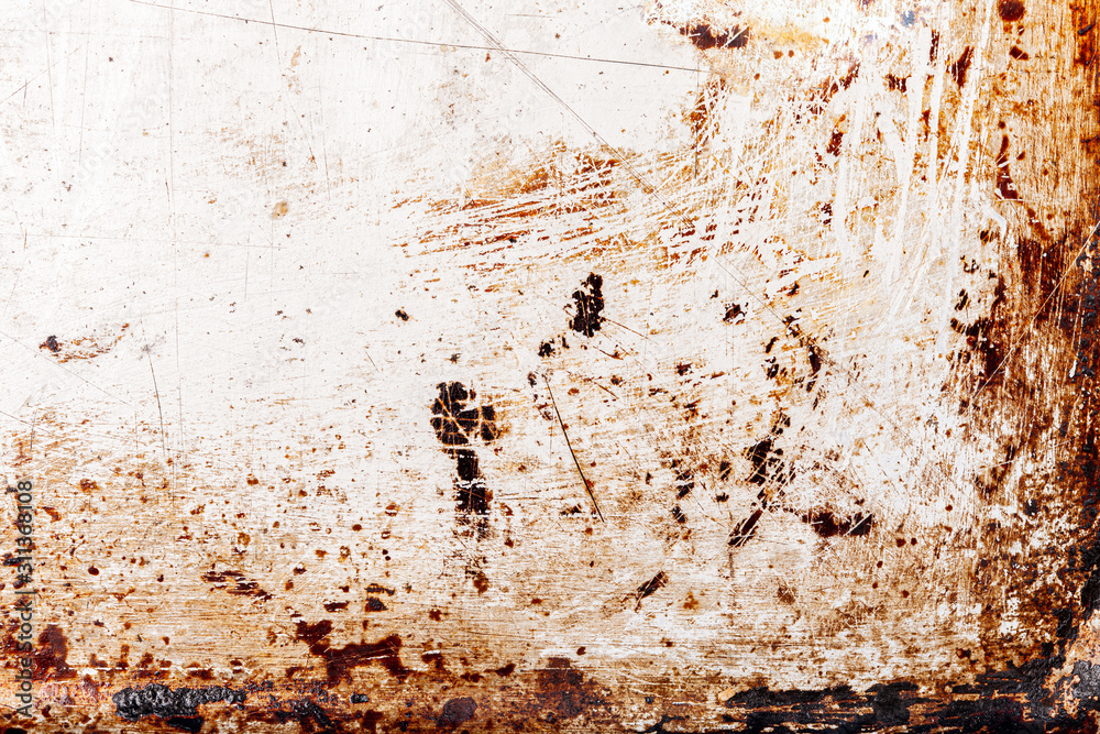 Poster iron wall with scratches and rust. background for design