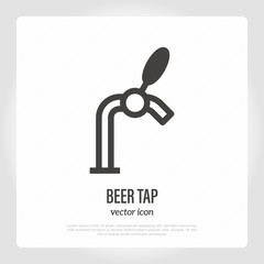 Beer tap with handle thin line icon. Element for bar or pub logo. Vector illustration.