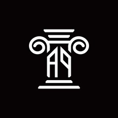 AP monogram logo with pillar style design template