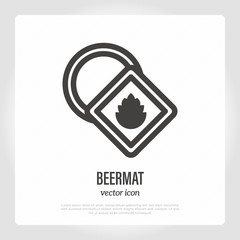 Beermat thin line icon. Beer promotional product sign. Vector illustration.