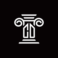 CD monogram logo with pillar style design template